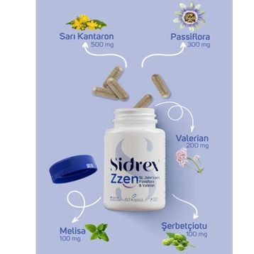 Sidrex Zzen Passiflora Valerian Sarı Kantaron 60 Kapsül