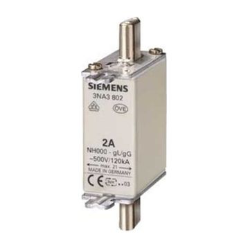 Siemens 3NA3802 2A 21 mm Steatit Seramik Gövdeli NH Bıçaklı Sigorta Buşon