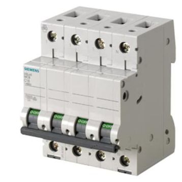 Siemens 5SL4606-7 3 Faz ve Nötr Kesmeli 6A C Tipi (Yavaş Karakterli) 6kA Anahtarlı Otomatik Sigorta