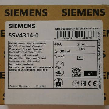 Siemens 5SV4314-0 30 mA 1x40 A Hata AkımIı Koruma Anahtarı