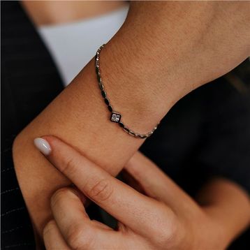 Siena 14 Ayar Taşlı Beyaz Altın Zincir Bileklik