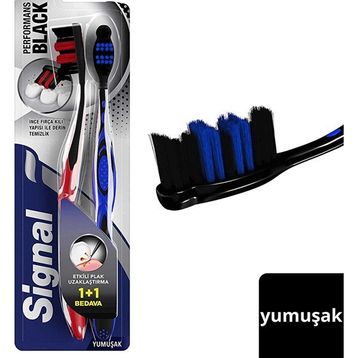Signal Performans Black Etkili Plak Uzaklaştırma Yumuşak 1+1 2 Adet Diş Fırçası