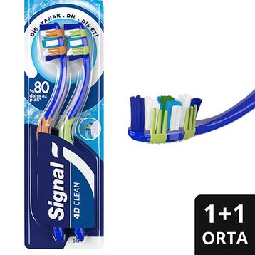 Signal Ultra Clean Expert 4D Clean 1+1 Orta 2 Adet Diş Fırçası