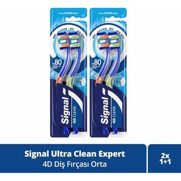 Signal Ultra Clean Expert 4D Clean 1+1 Orta 2 Adet Diş Fırçası