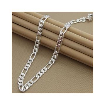 Şık İtalyan Tasarımlı 925 Ayar 5 mm 60 cm Gümüş Figaro Zincir Kolye