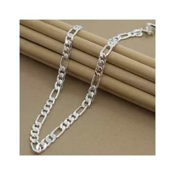 Şık İtalyan Tasarımlı 925 Ayar 5 mm 60 cm Gümüş Figaro Zincir Kolye