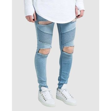 Siksilk Extreme Biker Mavi Erkek Kot Pantolon