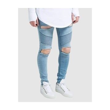 Siksilk Extreme Biker Mavi Erkek Kot Pantolon