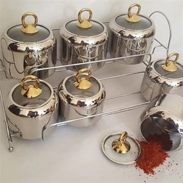 Sıla Berfin Gold 15 Parça Çelik Baharat Takımı