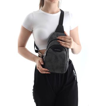 Silver Polo SP959 Mat Gümüş Siyah Kadın Bel Çantası
