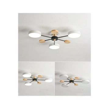 Simaavize 3'lü Beyaz Modern Ahşap Detaylı Led Avize
