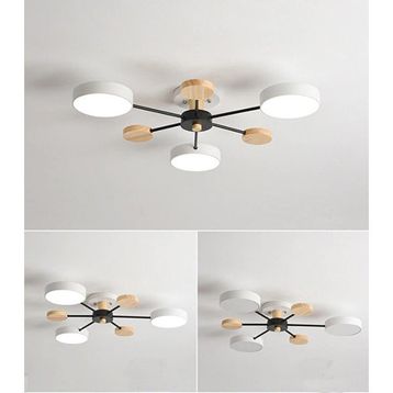 Simaavize 3'lü Beyaz Modern Ahşap Detaylı Led Avize