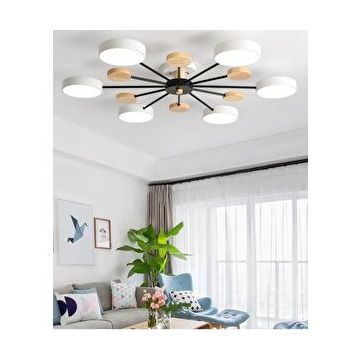 Simaavize Modern Ahşap Detaylı 6'lı LED Beyaz Avize