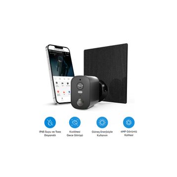 Şımart Bullet 4 MP Güneş Enerjili Gece Görüşlü Wi-Fi Güvenlik Kamerası