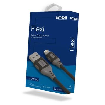 Simex İphone Lightning Spk-09 Flexi 1 mt Siyah Data Kablosu