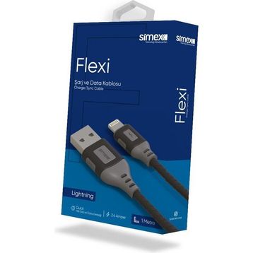 Simex İphone Lightning Spk-09 Flexi 1 mt Siyah Data Kablosu