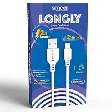 Simex Micro Spk-08 2 mt Longly Beyaz Data Kablosu