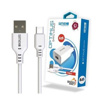Simex Universal Type-c Sps-03 Optimus 2in1 2400 Mah Beyaz Sarj Seti