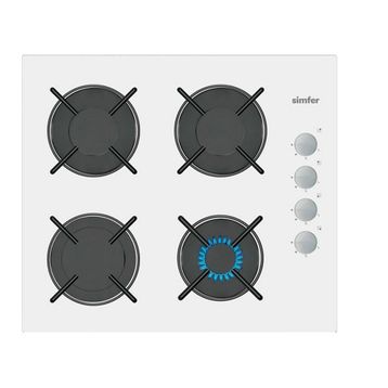 Simfer T3507 4G 60 cm Beyaz Cam Ankastre Doğalgaz Ocak