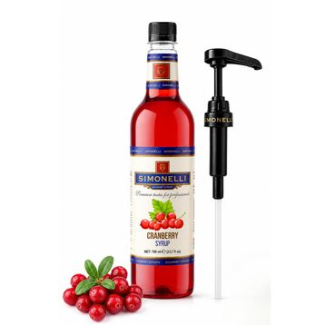 Simonelli 700 ml Kızılcık Aromalı Kahve ve Kokteyl Şurubu + Pompa