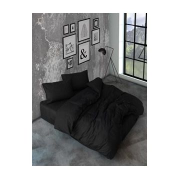 Simple Casa Carina Ranforce Lastikli Çarşaflı Siyah Çift Kişilik Nevresim Takımı