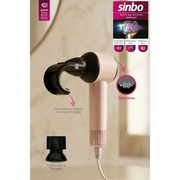 Sinbo SHD-1756 Bldc 800W Dijital Ekran Anti-Statik Başlıklı Pembe Saç Kurutma Makinesi