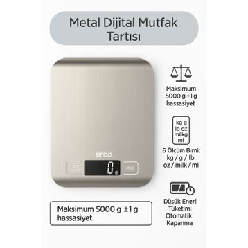 Sinbo SKS-4527 Metal Dijital Hassas Mutfak Tartısı
