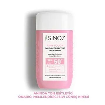 Sinoz Pink Touch Ton Eşitleyici Pembe Sıvı SPF 50+ 50 ml Güneş Kremi