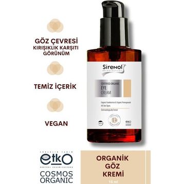 Sirenol Organik 15 ml Anti Aging Göz Kremi