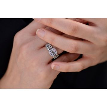 Sirius 0807R0178 F Renk Pırlanta Taşlı İnce Yarımtur Yüzük
