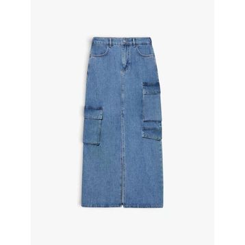 Sisley 324A4AGWL0025 Siyah Önü Yırtmaçlı Uzun Kadın Etek