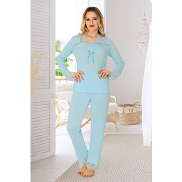 Sistina 1631 Mavi Penye Kadın Pijama Takımı