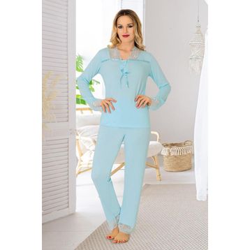 Sistina 1631 Mavi Penye Kadın Pijama Takımı
