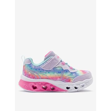 Skechers 303253N LVAQ Flutter Heart Lights - Groovy Swirl Mor Çocuk Işıklı Spor Ayakkabı