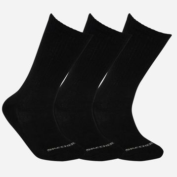 Skechers S192135-001 Padded Crew Cut 3'lü Siyah Çorap