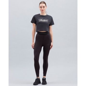 Skechers S221460-001 Shiny Logo Bisiklet Yaka Normal Kalıp Düz Siyah Kadın T-Shirt