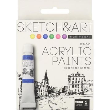 Sketch & Art No:70-0064 6x12 ml Neon Renkler Akrilik Boya Seti