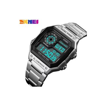 Skmei Dijital Spor Işıklı Gümüş Metal Moda Şık Trend Erkek Kol Saati