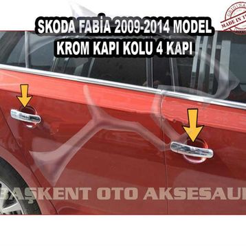 Skoda Fabia 2008 2014 Paslanmaz Çelik 4 Kapı Krom Kapı Kolu