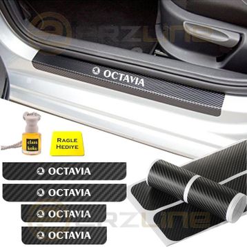 Skoda Octavia 4 Adet Karbon Kapı Eşiği Sticker