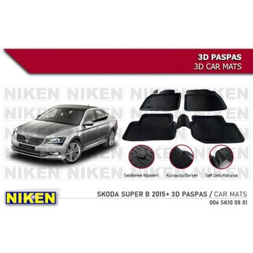 Skoda Super B 2015 3D Havuzlu Paspas