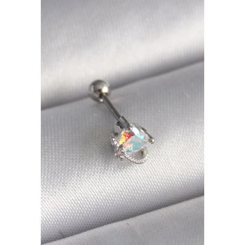Skygo TJ-PR1243 316L Çelik Gümüş Renk Zirkon Taşlı Kalp Tragus Piercing