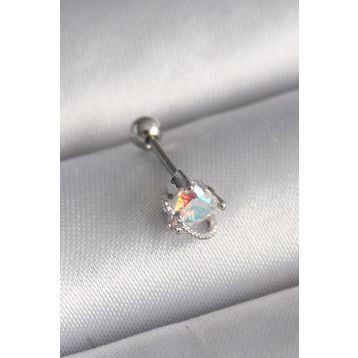 Skygo TJ-PR1243 316L Çelik Gümüş Renk Zirkon Taşlı Kalp Tragus Piercing
