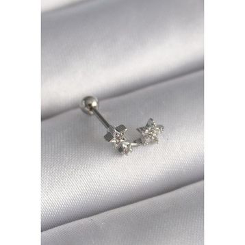 Skygo TJ-PR1245 316L Çelik Gümüş Renk Zirkon Taşlı Yıldız Tragus Piercing
