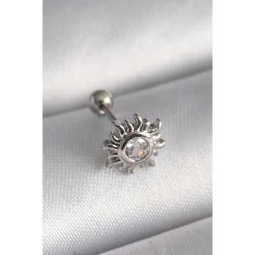 Skygo TJ-PR1279 316L Çelik Gümüş Renk Zirkon Taşlı Güneş Tragus Piercing