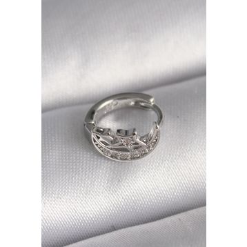 Skygo TJ-PR1323 316L Çelik Gümüş Renk Zirkon Taşlı Ay Yıldız Model Tragus Piercing