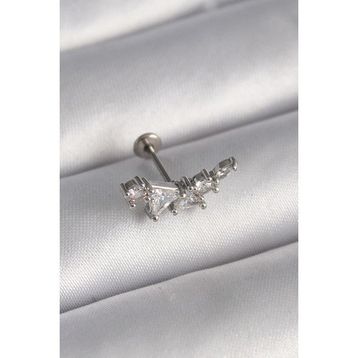 Skygo TJ-PR1337 316L Çelik Gümüş Renk Zirkon Taşlı Tragus Piercing