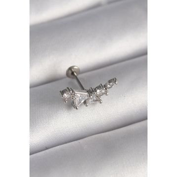 Skygo TJ-PR1337 316L Çelik Gümüş Renk Zirkon Taşlı Tragus Piercing