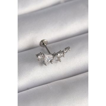 Skygo TJ-PR1337 316L Çelik Gümüş Renk Zirkon Taşlı Tragus Piercing