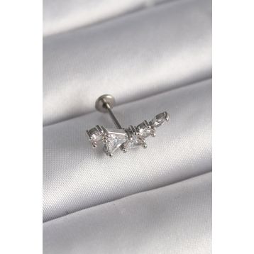 Skygo TJ-PR1337 316L Çelik Gümüş Renk Zirkon Taşlı Tragus Piercing